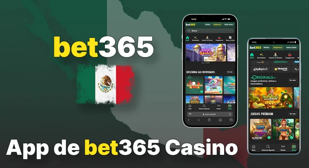 Aplicación móvil del casino bet365 mostrando la interfaz de juegos en un smartphone